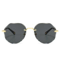 Polygonal Sunglasses Rimless Trimmed
