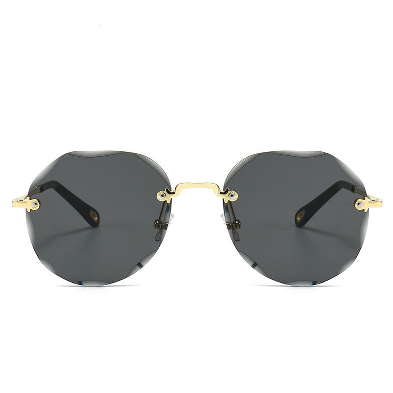 Polygonal Sunglasses Rimless Trimmed