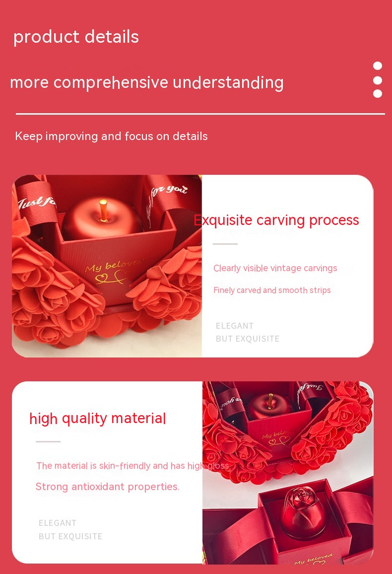 Valentines Day Gift Soap Rose Gift Box Crystal Pendant Necklace