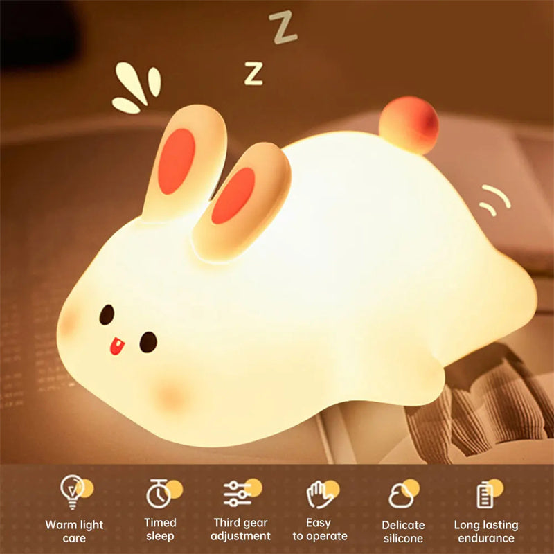 Sweet Rabbit LED Night Light - Soft Silicone Valentine's Gift