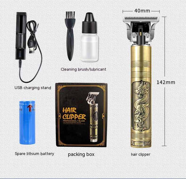 Retro Oil Head Trim Household Hair Clipper Engraving Electric Clipper Buddha Head Clippers
