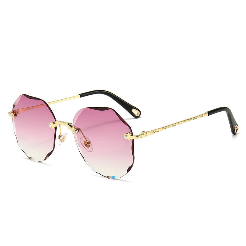 Polygonal Sunglasses Rimless Trimmed