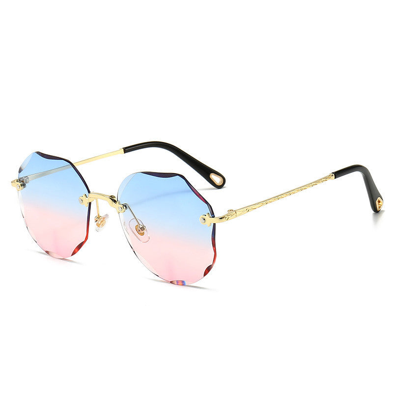 Polygonal Sunglasses Rimless Trimmed