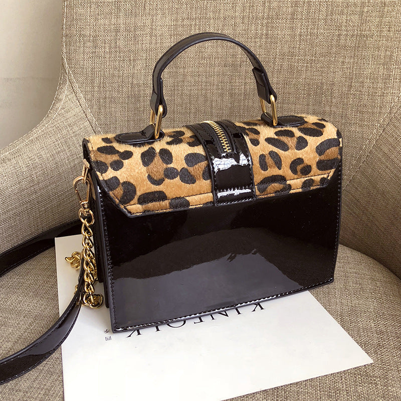 Leopard Print & Color Block Crossbody Bag for Women – Stylish Shoulder Handbag