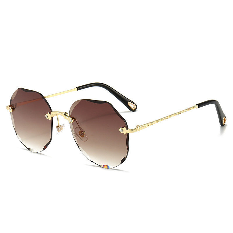 Polygonal Sunglasses Rimless Trimmed