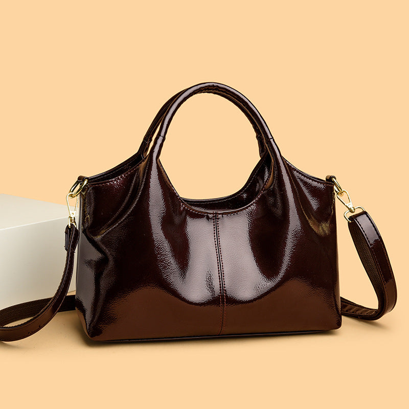 Premium Glossy Commuter Leather Bag front view