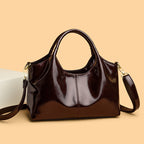 Premium Glossy Commuter Leather Bag front view
