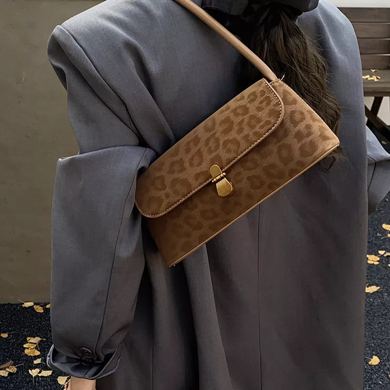 Back view of Leopard Print Chic Shoulder Bag