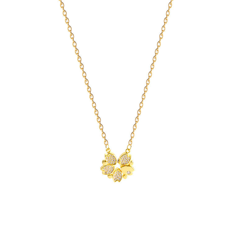 Crystal Clover Heart Necklace