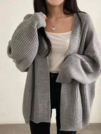Open Front Oversized Knit Cardigan front view