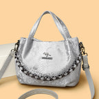 Niche Chain Versatile Genuine Leather Pleated Shoulder Bag