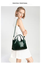 Premium Glossy Commuter Leather Bag styled with outfit on model