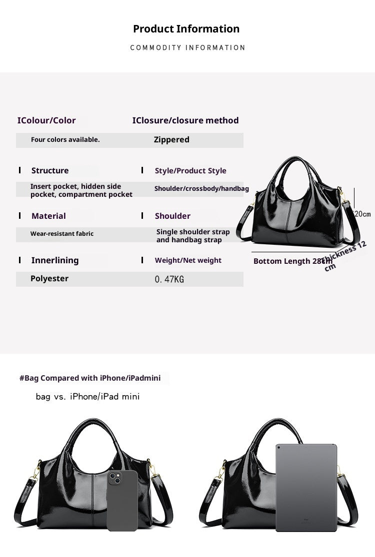 Size and measurement details of Premium Glossy Commuter Leather Bag