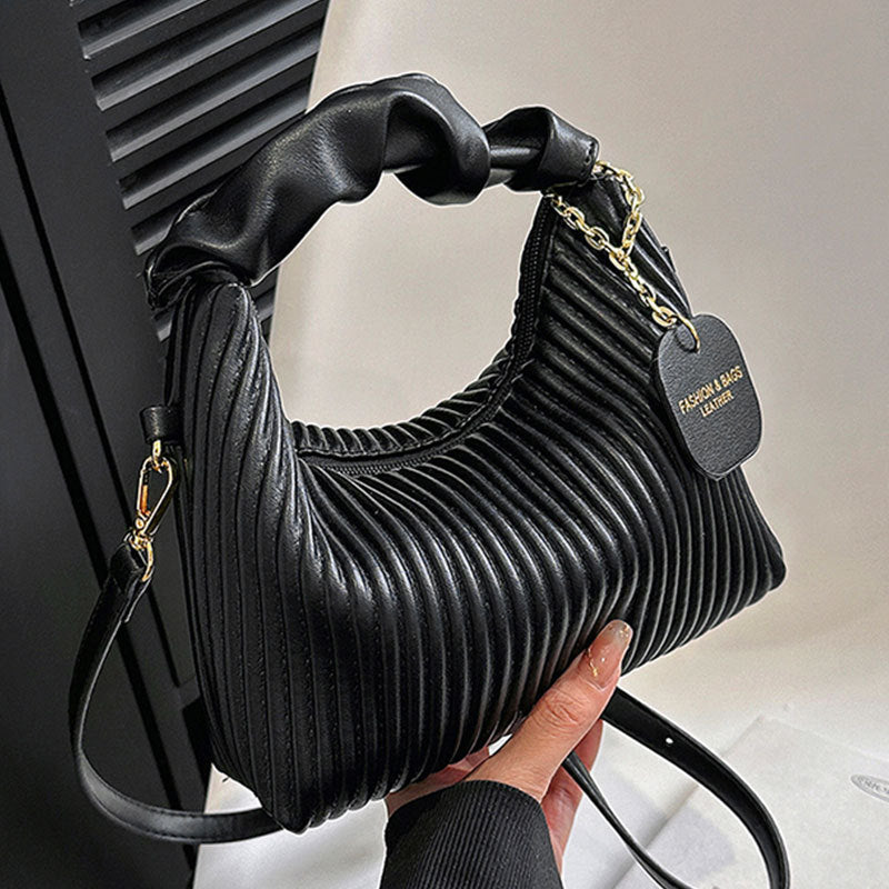 Women Fashion Crossbody Bag PU Leather Pleated Cloud Small