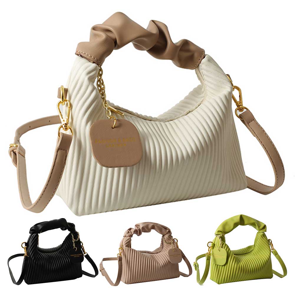 Women Fashion Crossbody Bag PU Leather Pleated Cloud Small