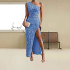 Strapless Mermaid Sequin Split Dress