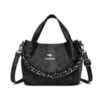 Niche Chain Versatile Genuine Leather Pleated Shoulder Bag