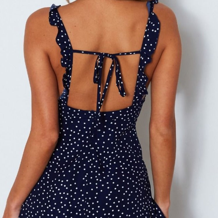 Polka-dot Strappy Dress Summer Fashion